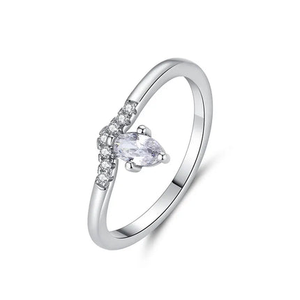 Original 925 Sterling Silver Ring Love Heart Wishbone Moon Sun Rings Crystal Rose Gold For Women Wedding Gift Luxury Jewelry