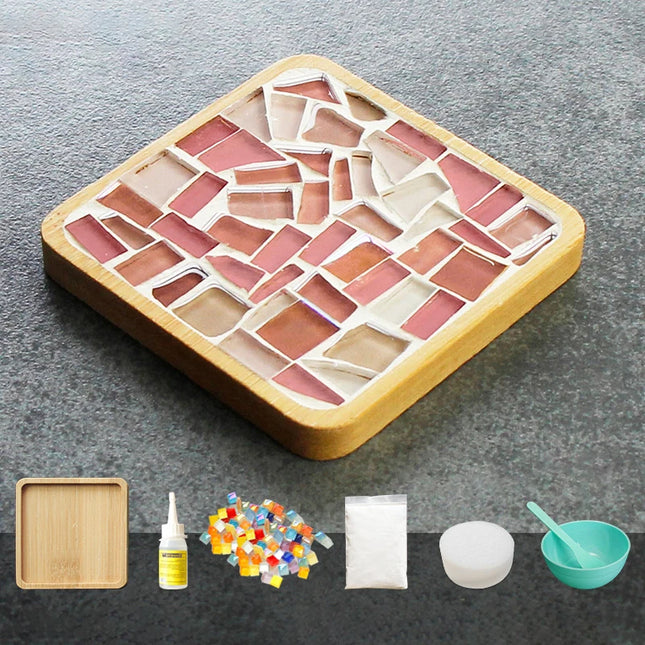 Handmade DIY Mosaic Cup Mat Bottom Bamboo Pad Early Education Free Creation Handicraft Toys
