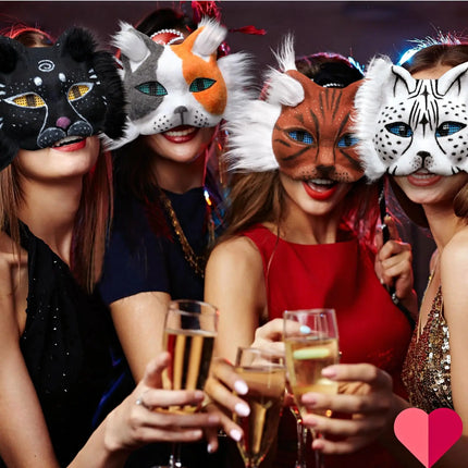 6/12 Sets Therian Mask Kit Paper Blank Masks Half Face Hand-painted Cat Mask DIY Masks For Masquerade Cosplay Party Gifts