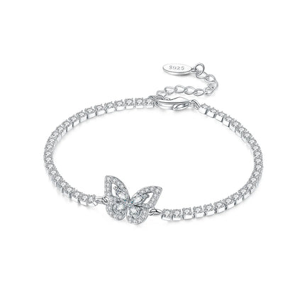 Original 925 Sterling Silver Butterfly Bracelet Zirconia Tennis Ball Women Fashion Simple Engagement Wedding Charm Jewelry Gift