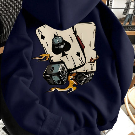 2026 new trendy fashion hooded sweatshirt with poker card pattern print for men stylish sportswear shirt hoodies streetwear