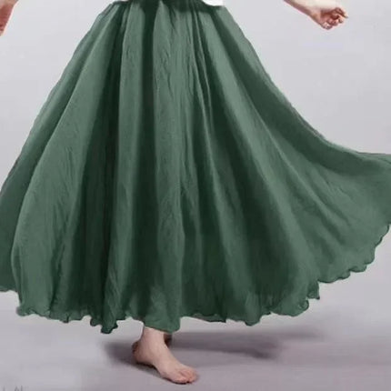 Fashion Solid Cotton Linen Women Skirts Maxi Elegant Harajuku Saia Casual Loose Long Skirt Ladies Clothes Faldas Ropa Mujer