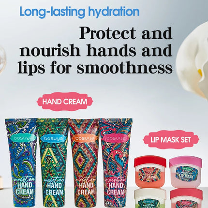 8-piece Lipstick + Hand Cream Set, Fruit Flavor, Long-lasting Hydration, Light and Non-Greasy, Daily Care, Christmas Gift