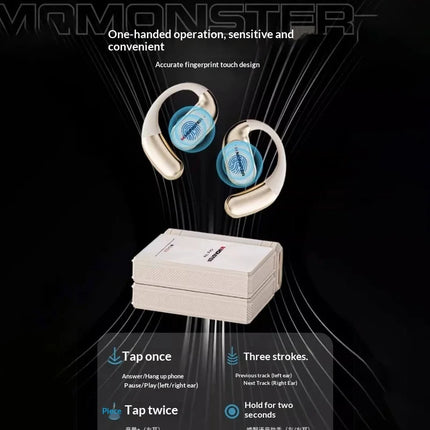 Monster AC530 Wireless Earbuds Waterproof Earhook Sports Headphones with ENC Noise Cancellation Double Fold Design