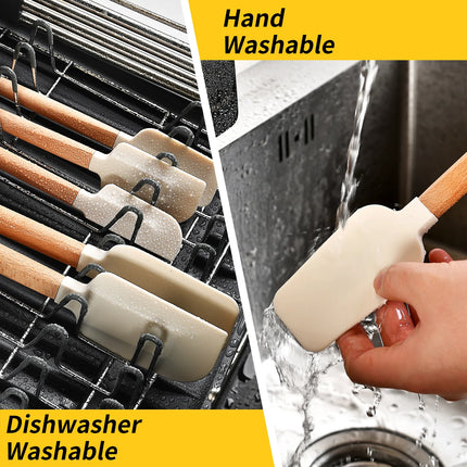 Silicone Scraper Scraper, Home Baking Wooden Handle Scraper, Cake Scraper, Cream Small Spatula Set