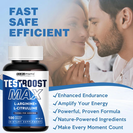 L-Arginine Capsules with L-Citrulline- 100 Count - Vegan, Non-GMO Capsules for VIRILITY·VITALITY·VIGOR, Endurance and Erect