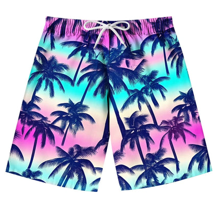 Fashion Men Hawaiian Beach Shorts 3d Printed Plam Tree Graphic Men Surf Board Shorts Oversized Quick Dry Y2k Men Casaul Shorts