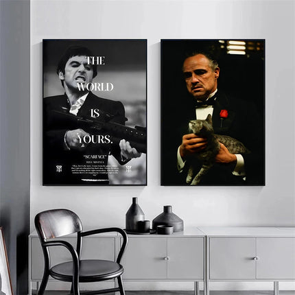 Scarface Godfather Characters Poster Classic Gangster Movie Canvas Painting Abstract Wall Art Picture for Living Room Home Decor