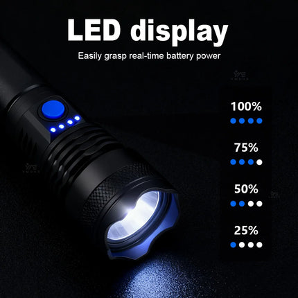 Super Bright Rechargeable LED Flashlight White Laser Flashlights High Power With Pen Clip Torch Power Bank Tactical Flashlight