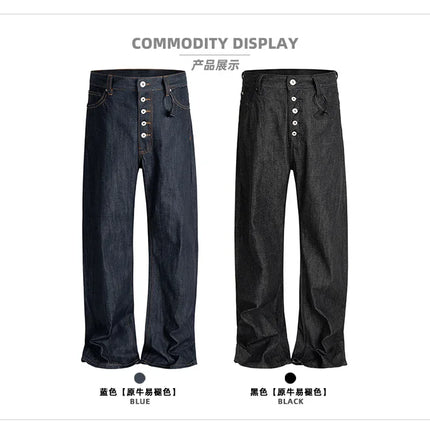 MIJKO BootCut Original Jeans Wide Leg Trousers Straight Button Design ZJ124