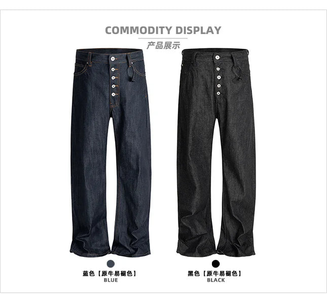 MIJKO BootCut Original Jeans Wide Leg Trousers Straight Button Design ZJ124