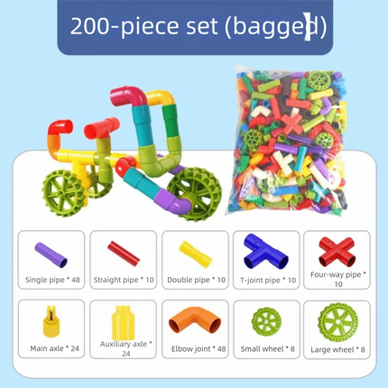 New DIY Water Pipe Building Blocks Assembly Design Plastic Construction Splicing Pipes Montessori Building Blocks Children
