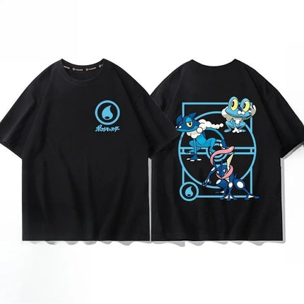 Pokémon Pikachu Gengar Charmander Black T-shirt Men's 2026 Summer Fashion Oversize Street Casual Y2K Tops Streetwear Clothing