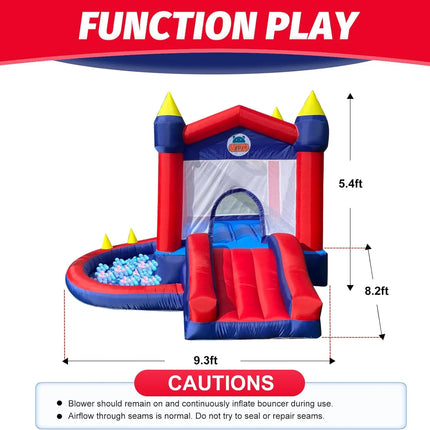 Outdoor & Indoor Mini Inflatable Bounce House with Blower Toddler Castle Kids Bouncy House with Slide air Blowe Birthday Party Gift