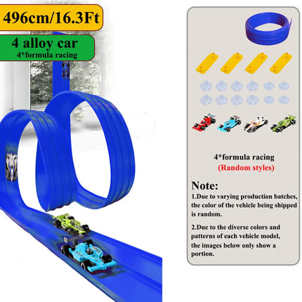 Net Bag 13Ft/16.3Ft Flexible Track Toy & Miniature Car DIY Competitive Rail Vehicle Game Educational Gift for Children Christmas