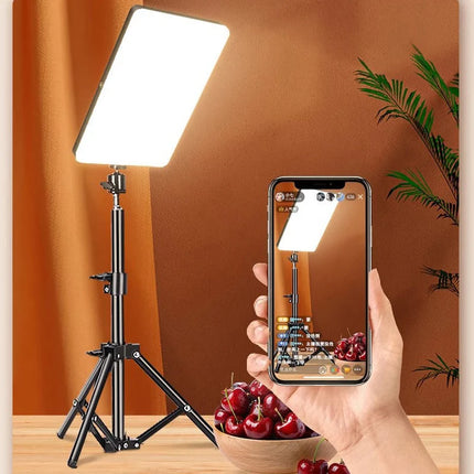 LED Rectangular Video Light Dimmable Continuous Photography Lighting Kit , Long Arm Tripod Stand for Photo Studio Desktop