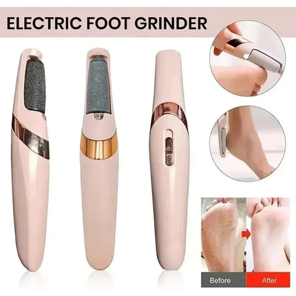 Portable USB Electric Foot File for Pedicure with 2 Removable Roller Heads - Callus & Dead Skin Remover