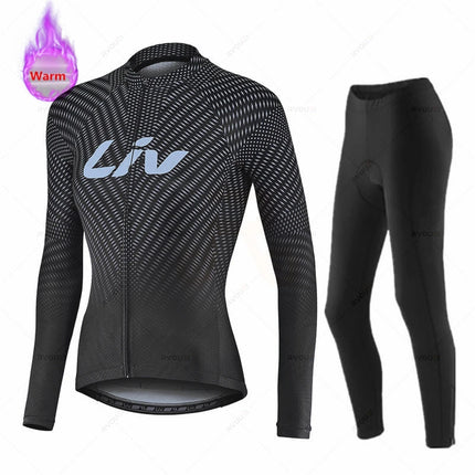Liv Women Winter Bicicleta Set Outdoor Thermal Fleece Cycling Clothing Road Bike Shirt MTB Jersey Bicycle Uniform Roupa Ciclismo