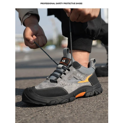 Men Safety Work Shoes Plastic Toe Safety Boots Fashion Lightweight Comfort Working Sneakers Anti-puncture Indestructible Shoes