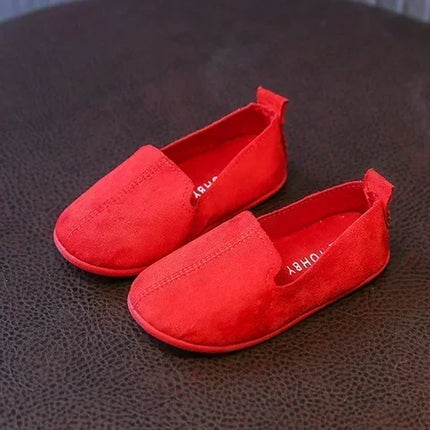 Children's Flat Shoes New Candy Color Simple Casual Shoes Loafers Slip-on Flats Lightweight Boys Girls Leather Shoes Moccasins