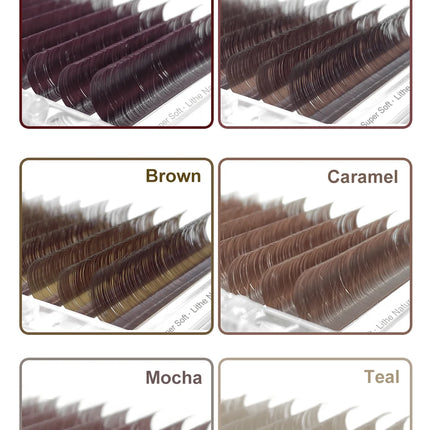 NATUHANA Caramel Colored Lashes Extension Individual Faux Mink Colour False Eyelashes Brown Teal Mocha Lashes For Makeup Tools