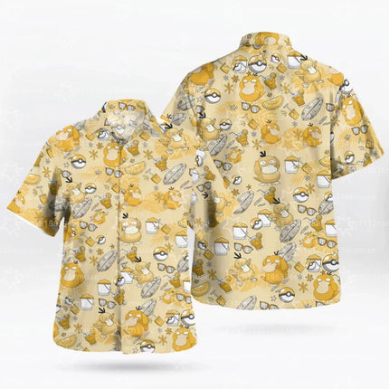 2026 SUMMER New Snorlax Hawaiian Shirt Tropical Anime Aloha Shirt Summer Sports Men's T-Shirt Children's Clothing Tee Y2k Woman