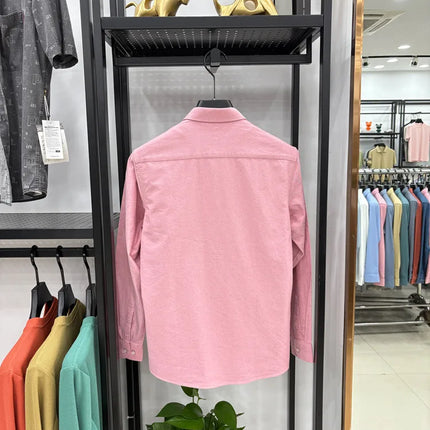100% Cotton Corduroy Shirt - Green Long Sleeve M-4XL - Spring Autumn Slim Fit Candy Color Collection