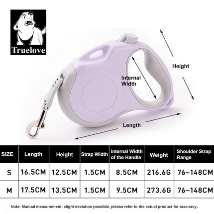 Truelove Tangle-Free Retractable Dog Leash 16 Ft Strong Nylon Tape One-Handed Brake Pause Lock for Dog Cat Owners Reliable TLL5001
