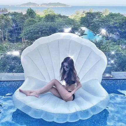 Kids Adult Giant Inflatable Toy Seashell with Pearl Ball Swim Pool Float Inflatable Toys Bed Outdoor Summer Beach Party Mattress