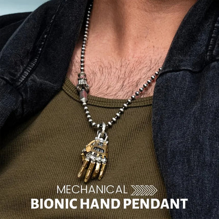 Mechanical Bionic Hand Pendant with Movable Fingers Steampunk Keychain Gothic Punk Robot Hand Jewelry Accessory Gift