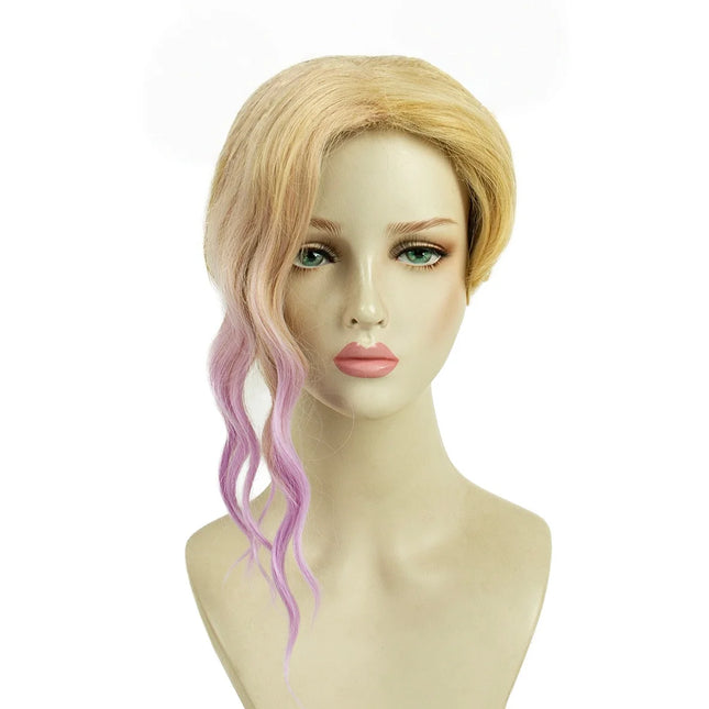 REEWES-Gazelle Goat Costume Wig,Brown Headband Accessories, Short Blonde Purple Wavy Synthetic Wigs,  Anime Cosplay, Drama Party