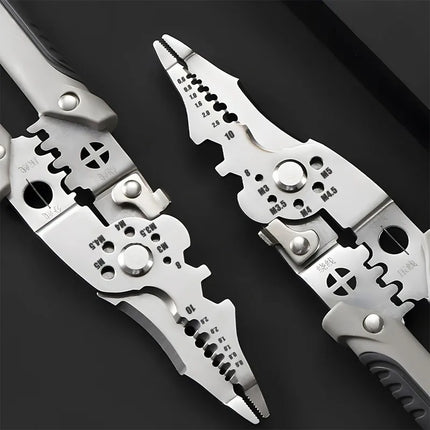 10-in-1 Professional Electrician Wire Stripper Pliers Heavy Duty Cable Cutting Crimping Tool Stainless Steel with Non-Slip Grip