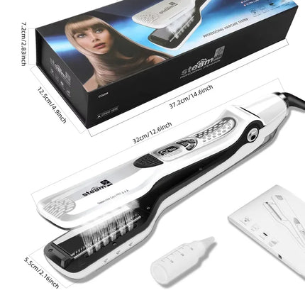 Professional Hair Straightener Heating Hot Hair Combs Dual Voltage Titanium Curling Iron Steam Flat Iron Hair Wide Plates Tools