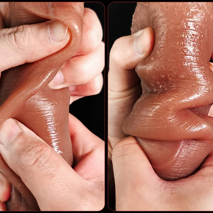 Realistic Dildo Sliding Foreskin Soft Silicone Penis G-Spot Stimulation Testis Huge Dick Suction Cup Dildos Sex Toy For Women Gay