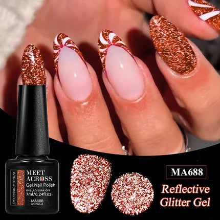 7Ml Reflective GlitterGel Nail Polish Bright Sparkling Silver Color Semi-permanent Soak Off Nail Art UV Varnish Nail Supplies
