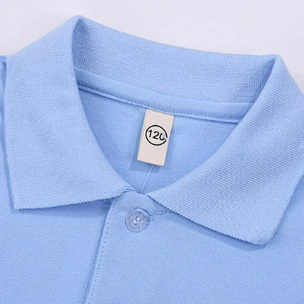 Spring Autumn Children Cute Lapel Long Sleeve Polo Shirt Button Down Long Sleeve T-Shirt Solid Color Joker Fresh Casual Shirt