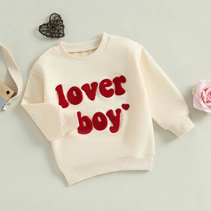 Toddler Boys Sweatshirts Long Sleeve Crew Neck Letter Embroidery Pullovers Baby Spring Tops
