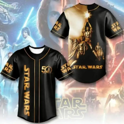 STAR WARS 50TH ANNIVERSARY BASEBALL JERSEY - SUITABLE FOR EVERYDAY CASUAL WEAR FAN GATHERINGS AND THEMED EVENTS 3D QUICK-DRYING