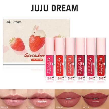 6PCS Soft  Luminous Hydrating Texture, Long-Lasting Moisturizing Pigmented Lip Gloss, Natural Shimmer Finish,  Gift for Women