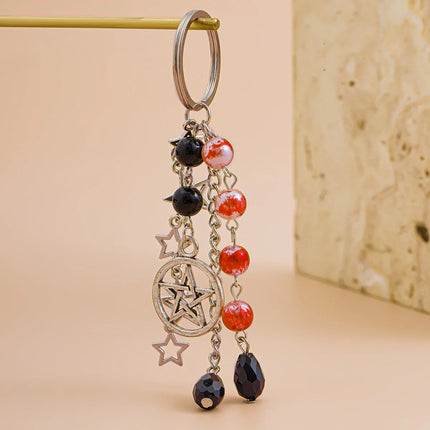 Cute Anti Loss Keychain Y2K Fashion Creamy Style Sweet Bag Small Pendant Fresh Butterfly Bow Pink Star Beaded Buckle Decoration