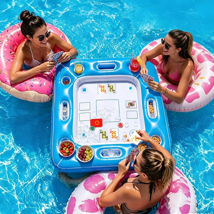 Thick Waterproof Inflatable Floating Game Table with Waterproof Cards, Multi-use Pool Beach Spa Toy, Lovely Summer Party Gift