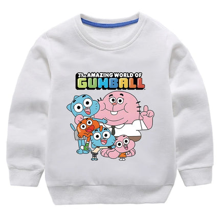 The Amazing World Of Gumball Printed Sweatshirts For Kids Clothes Boys Girls Pure Cotton Pullover Children's Basic Hoodies