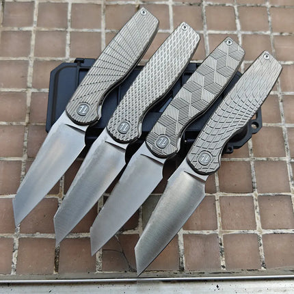 Brown Cortex XL Front Flipper JUFULE Titanium Ceramic Bearings 154CM Steel Pocket EDC Tool Camping Hunting Outdoor Folding Knife