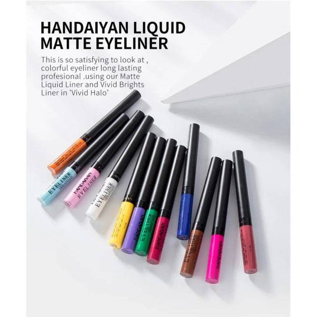 12pcs Colorful Waterproof Eyeliner Pen Set Fluorescent Matte Long-Lasting 24hrs Eye Liner Pencils for Face Makeup Decoration
