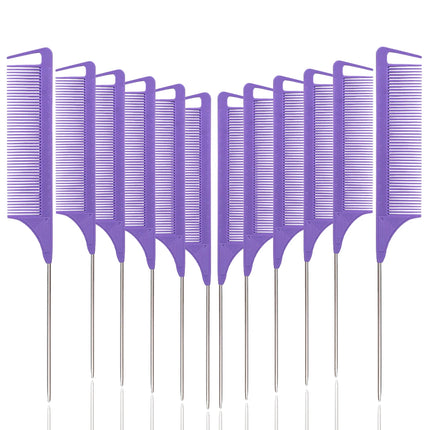 Sharp tail comb set, professional anti-static hair dye comb, hair cutting steel needle comb,special for real hair wigs