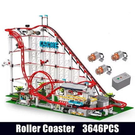 Mould King 11014 Amusement Park The Motorised MOC Roller Coaster Building Blocks Set for Adults Kids Christmas Gifts