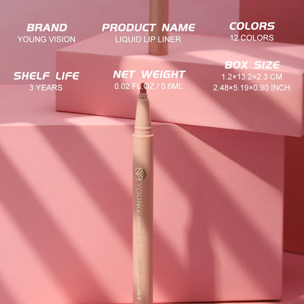 12 color matte liquid lipliner sponge gourd head fog surface bare color waterproof lip glaze red pen