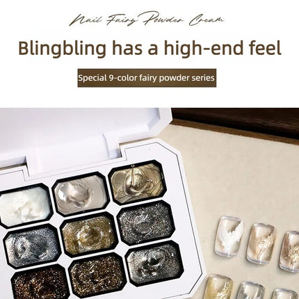 9-grid Solid Metal Fairy Cream Coffee Color UV Gel DIY Nail Art Retro Nail Polish
