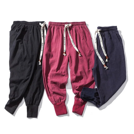 2025 New Trendy Men Harem Pants Loose Oversized Style Cotton and Linen High Quality Jogger Sweatpants Casual Male Trousers