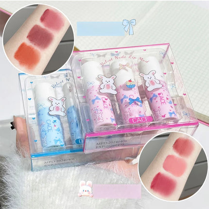 Little Bunny Lip Mud Set Velvet Nude Matte Texture Silky Lipstick Makeup